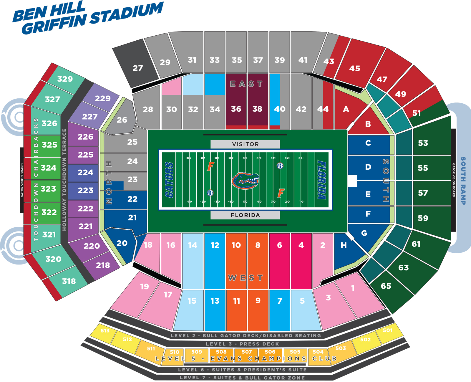 Ben Hill Griffin Stadium Seating Chart With Row Numbers  Elcho Table