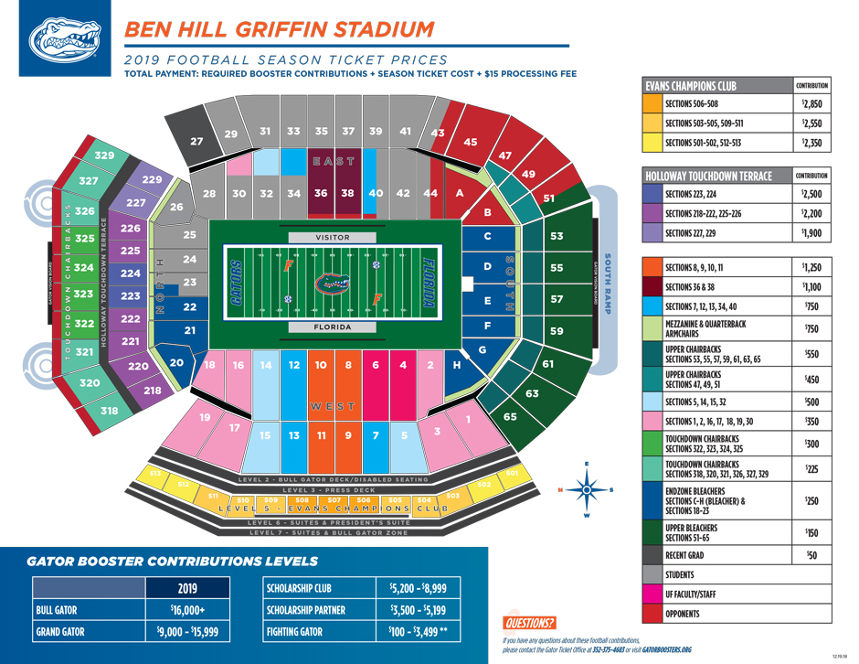 Ben Hill Griffin Stadium Detailed Seating Chart